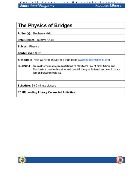 The Physics of Bridges Lesson Plan