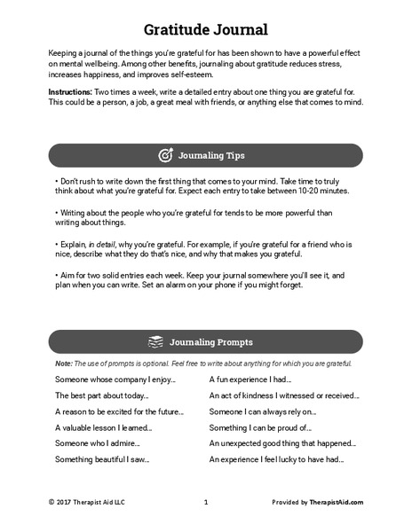 Gratitude Journal Activity