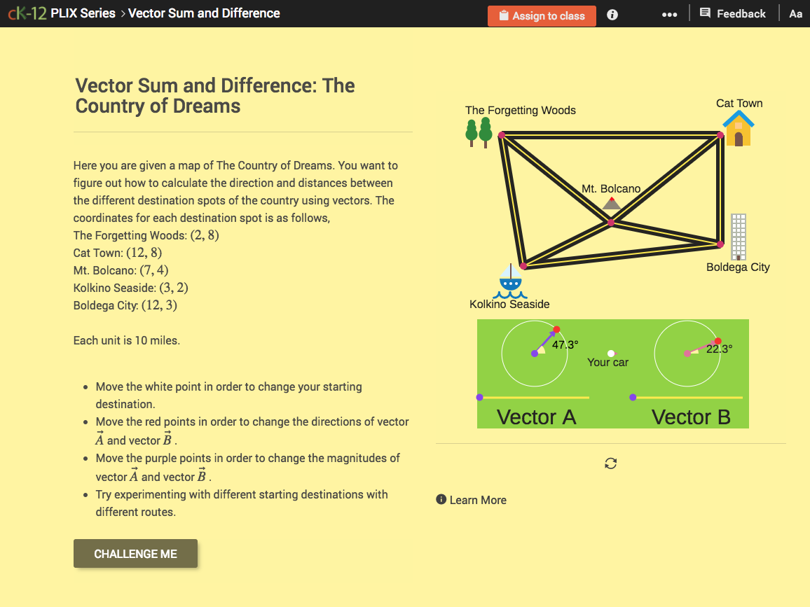 Vector Sum and Difference: The Country of Dreams Interactive