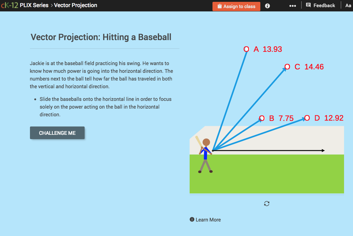 Vector Projection: Hitting a Baseball Interactive