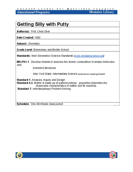 Polymers: Making Silly Putty Lesson Plan
