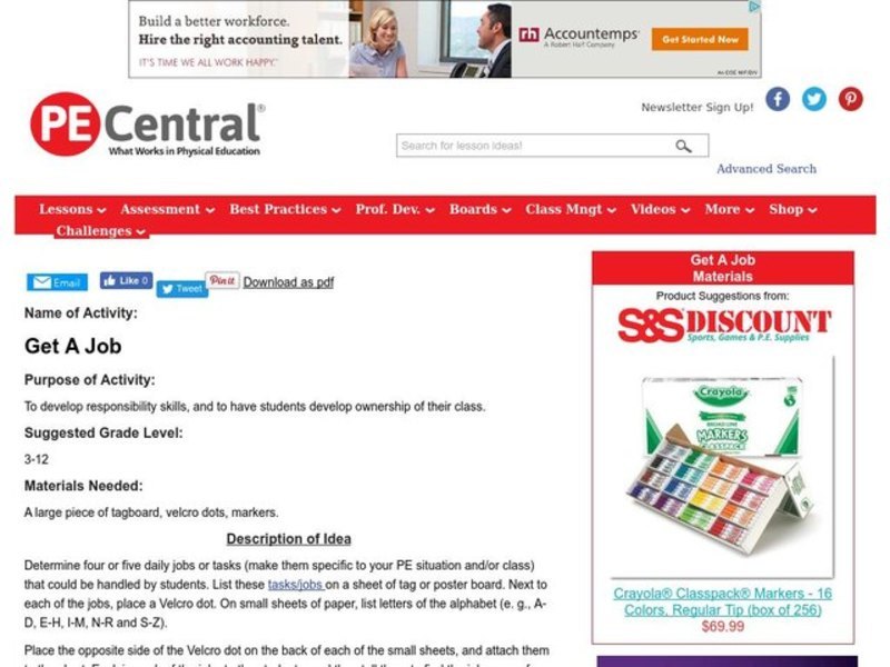 Get A Job Lesson Plan