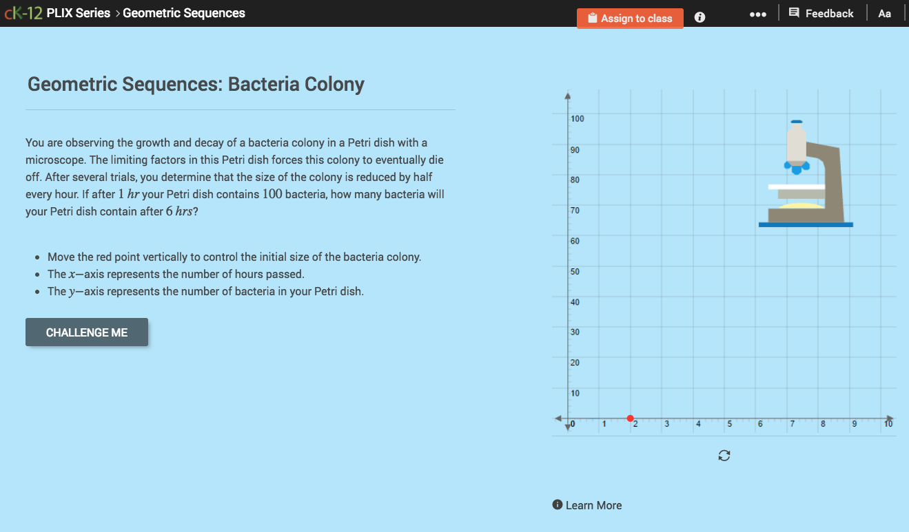 Geometric Sequences: Bacteria Colony Interactive