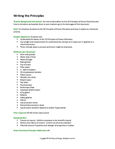 Writing the Principles Lesson Plan