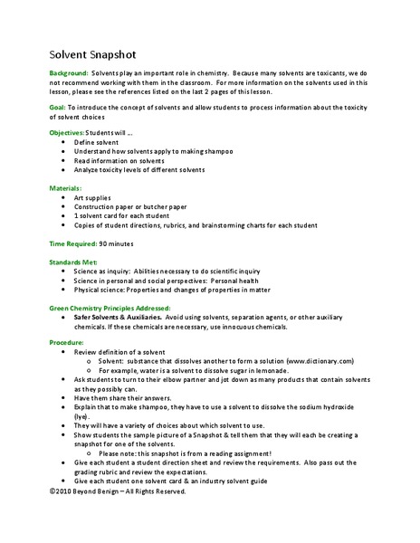 Solvent Snapshot Organizer