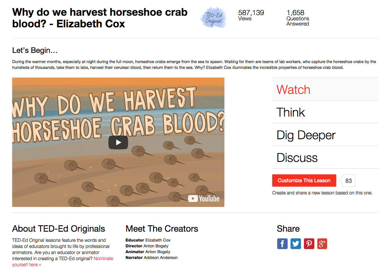 Why Do We Harvest Horseshoe Crab Blood? Instructional Video