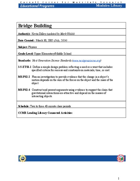 Bridge Building Lesson Plan
