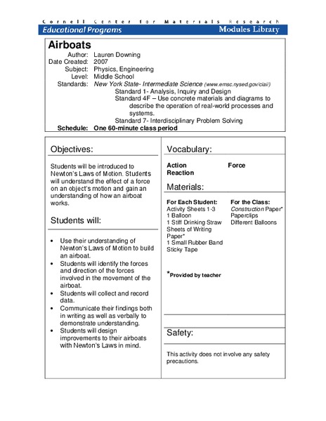 Airboats Lesson Plan