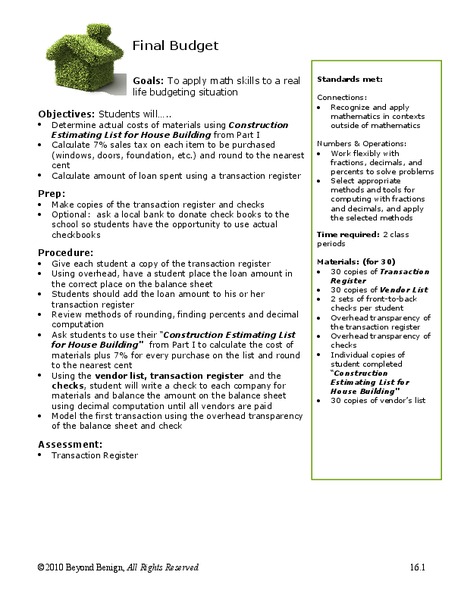 Final Budget Lesson Plan