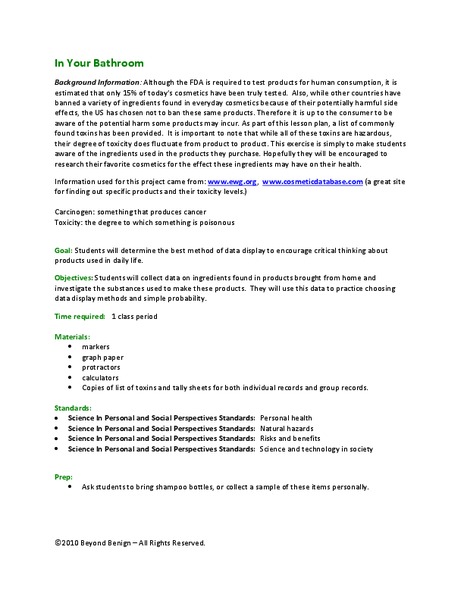 In Your Bathroom Lesson Plan