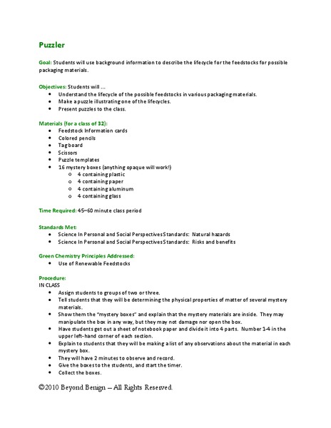 Puzzler Lesson Plan