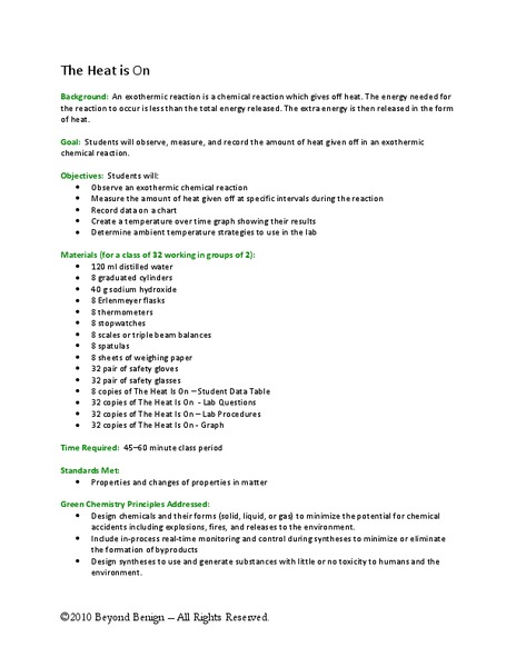 The Heat Is On Lesson Plan