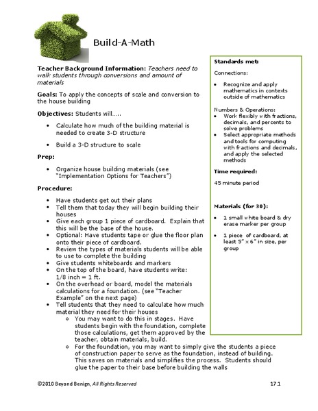 Build-A-Math Lesson Plan