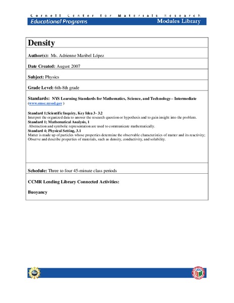 Density Lesson Plan