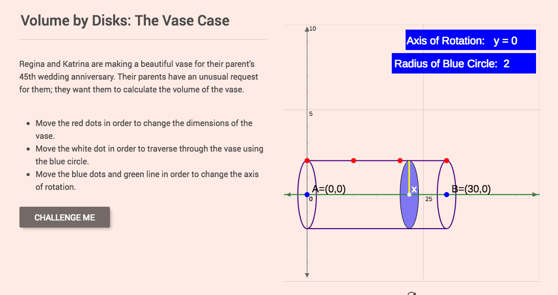 Volume by Disks: The Vase Case Interactive