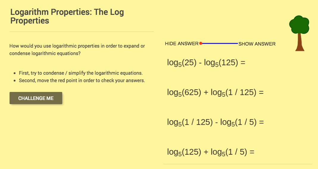 Logarithm Properties: The Log Properties Interactive