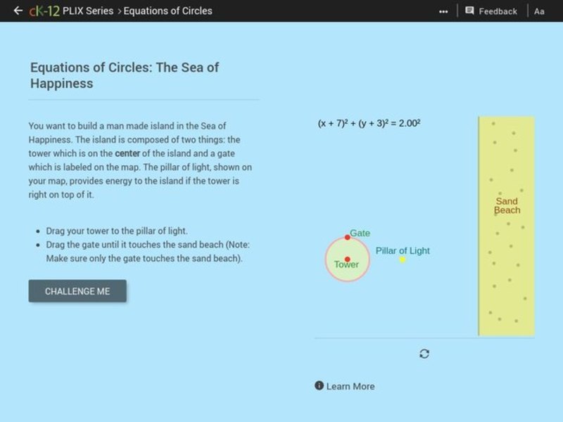 Equations of Circles: The Sea of Happiness Interactive