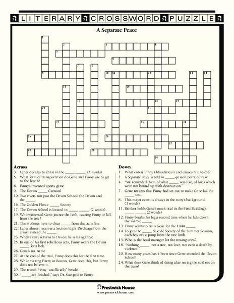 A Separate Peace Worksheet