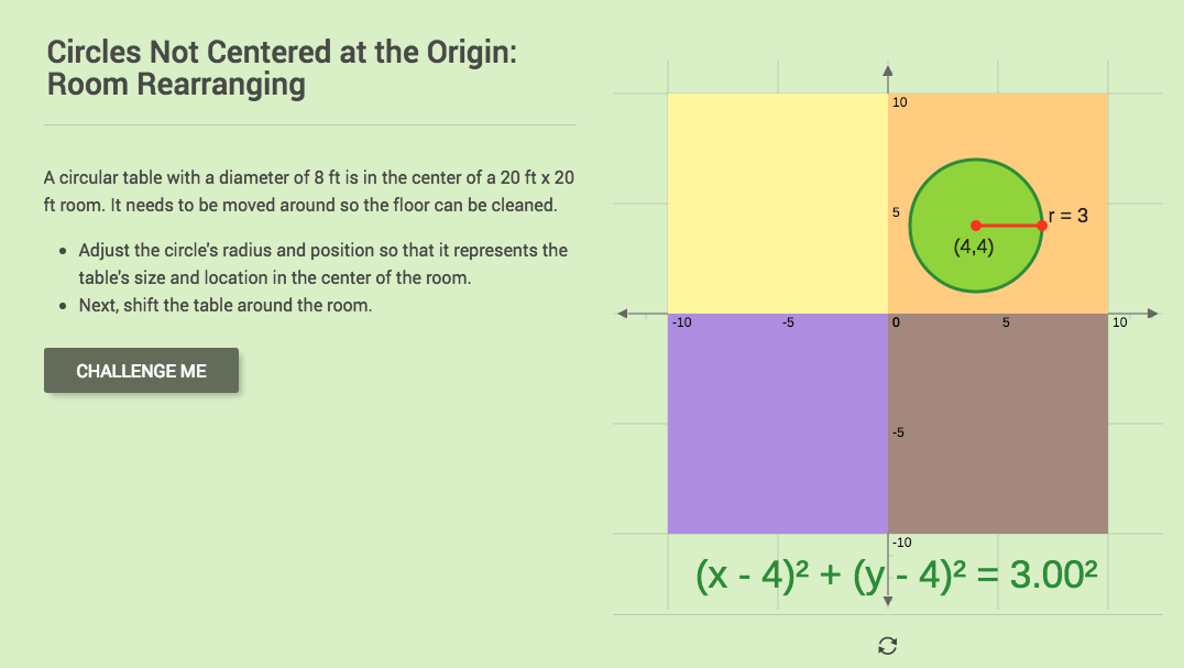 Circles Not Centered at the Origin: Room Rearranging Interactive