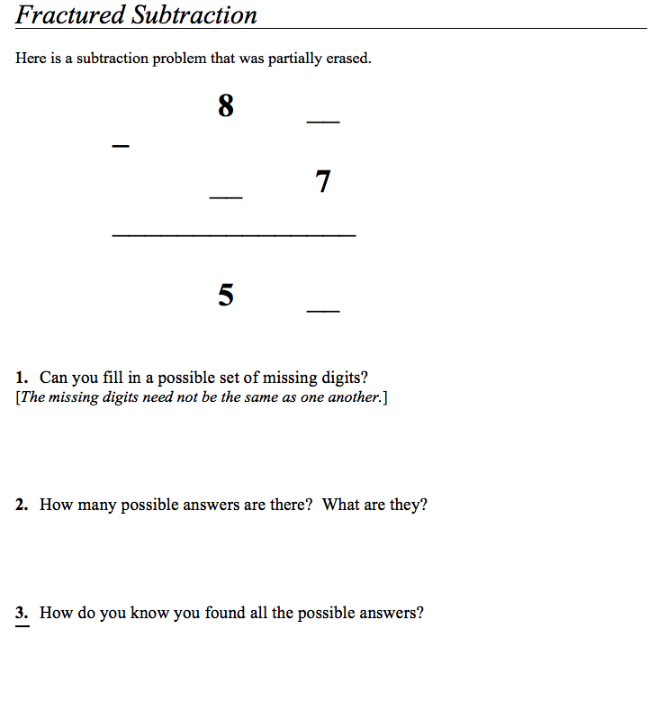 Fractured Subtraction Assessment