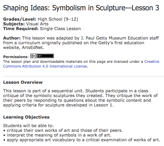 Shaping Ideas: Symbolism in Sculpture—Lesson 3 Lesson Plan