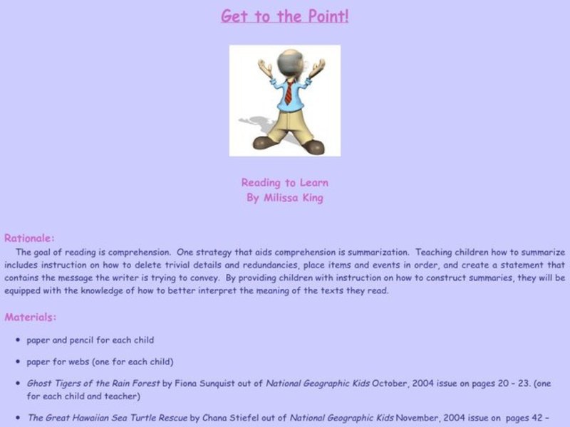 Get to the Point! Lesson Plan