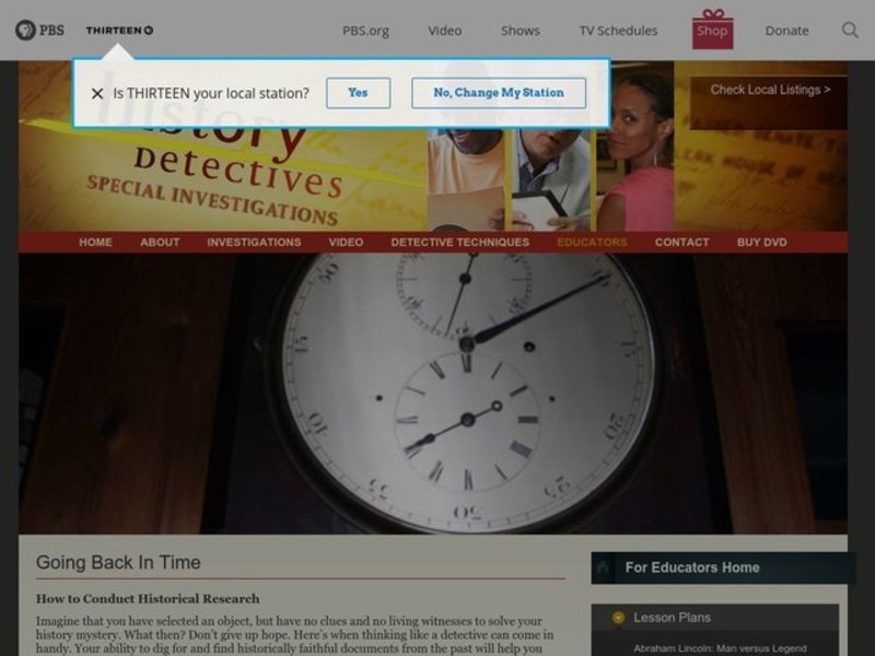 Going Back In Time Activity