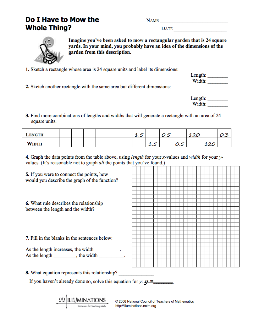 Do I Have to Mow the Whole Thing? Worksheet