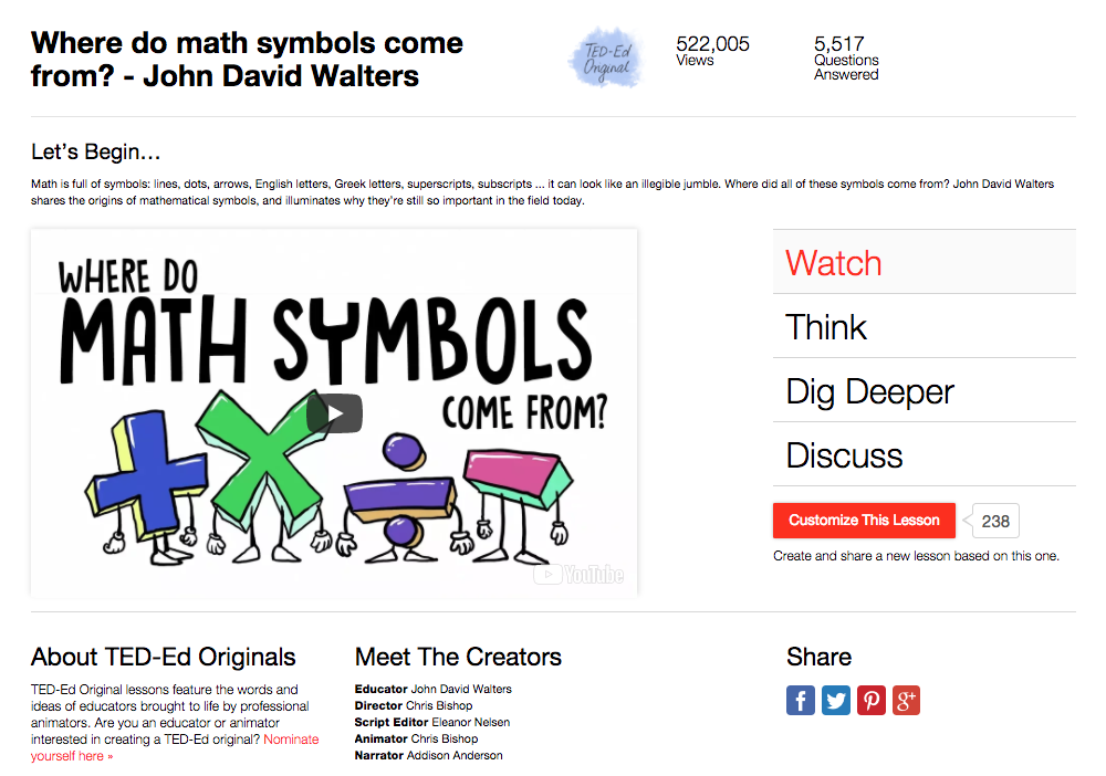 Where Do Math Symbols Come From? Instructional Video