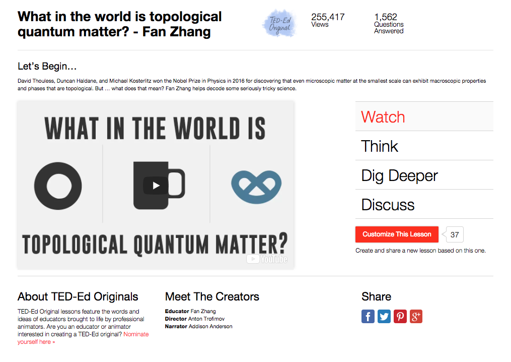 What in the World Is Topological Quantum Matter? Instructional Video