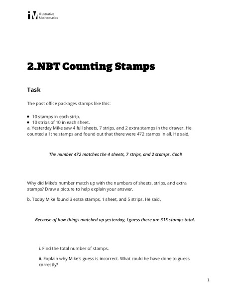 Counting Stamps Assessment