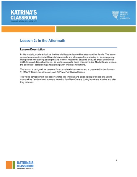 Lesson 2: In the Aftermath Lesson Plan