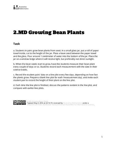 Growing Bean Plants (Grade 2) Activity