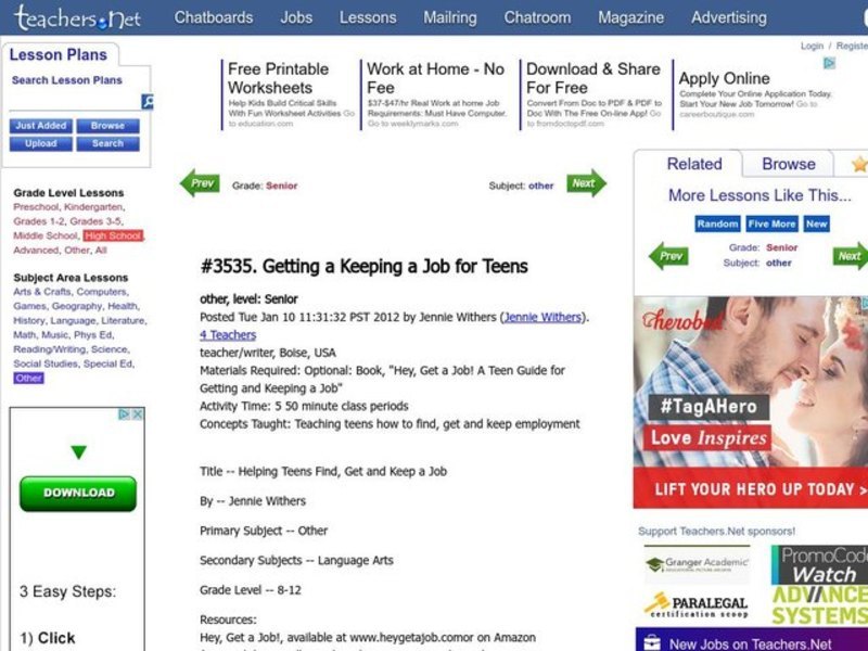 Getting and Keeping a Job for Teens Lesson Plan