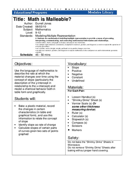 Math Is Malleable? Lesson Plan