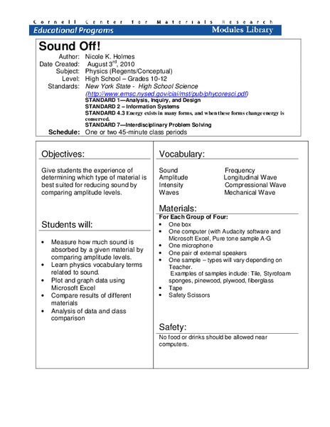 Sound Off! Lesson Plan