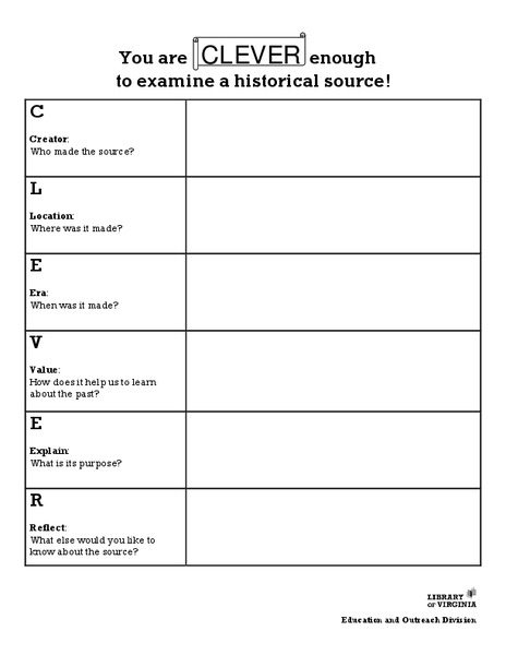 You are Clever Enough to Examine a Historical Source! Organizer