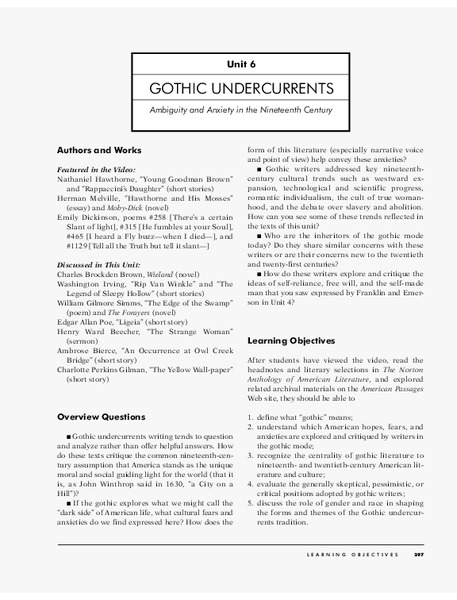 Gothic Undercurrents Unit Plan