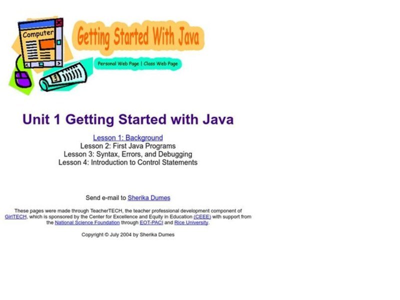 Getting Started with Java Lesson Plan