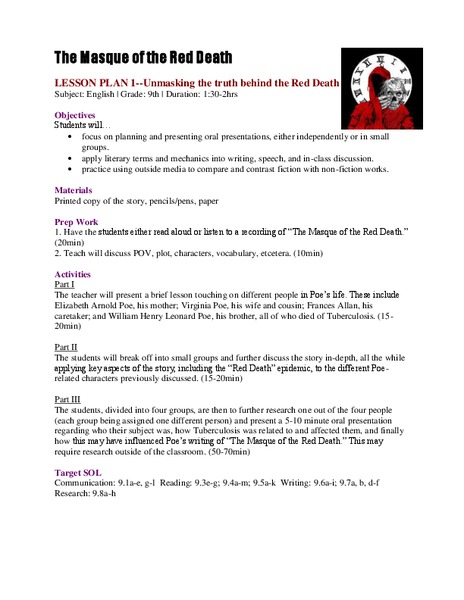 Unmasking the Truth Behind the Red Death Lesson Plan