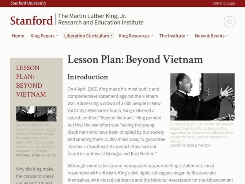 Beyond Vietnam Lesson Plan