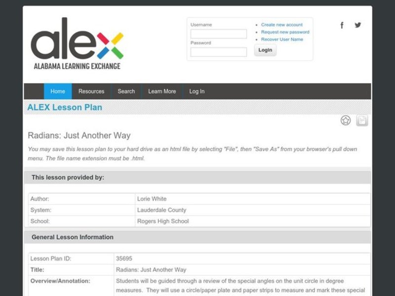 Radians: Just Another Way Lesson Plan