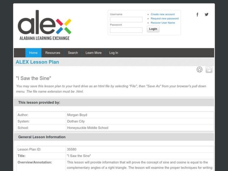 "I Saw the Sine" Lesson Plan
