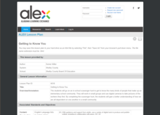 Getting to Know You Lesson Plan