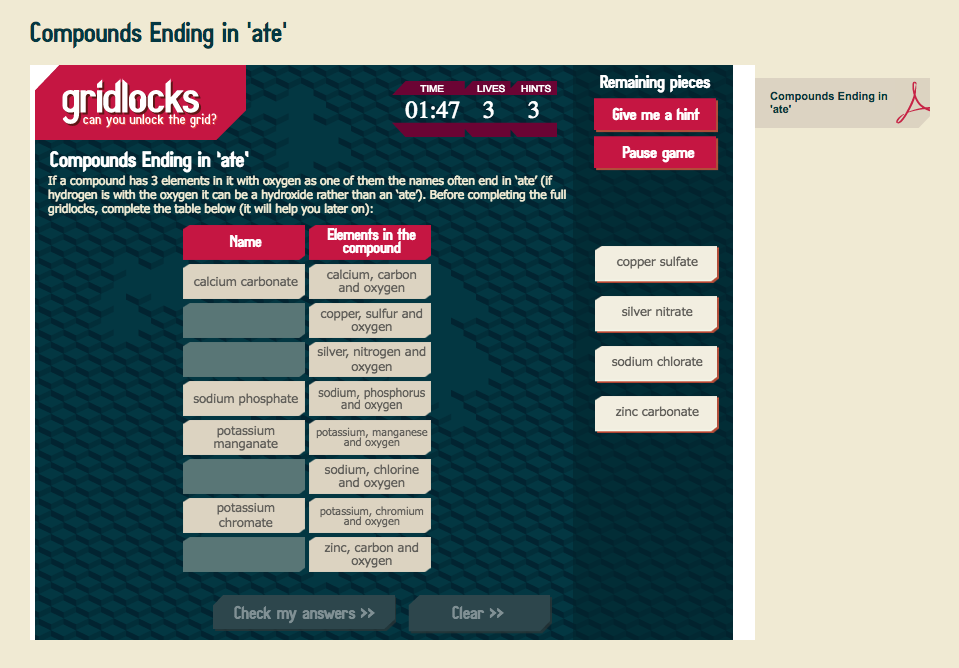 Compounds Ending in 'ate' Interactive