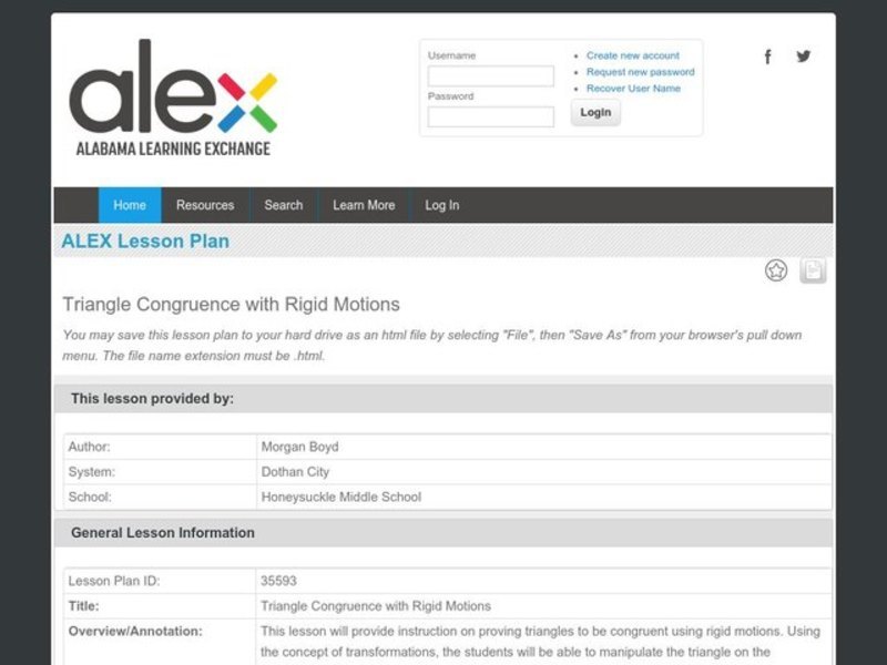 Triangle Congruence with Rigid Motion Lesson Plan