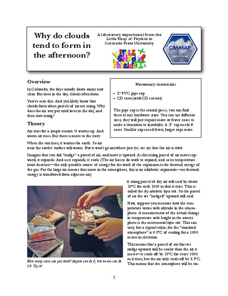 Why Do Clouds Form in the Afternoon? Lab Resource