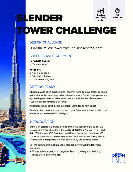Slender Tower Challenge Activity
