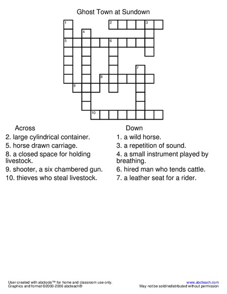 Ghost Town at Sundown Worksheet