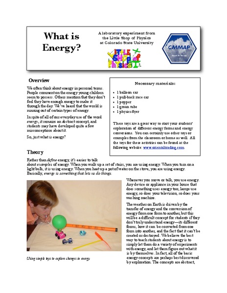 What Is Energy? Lab Resource